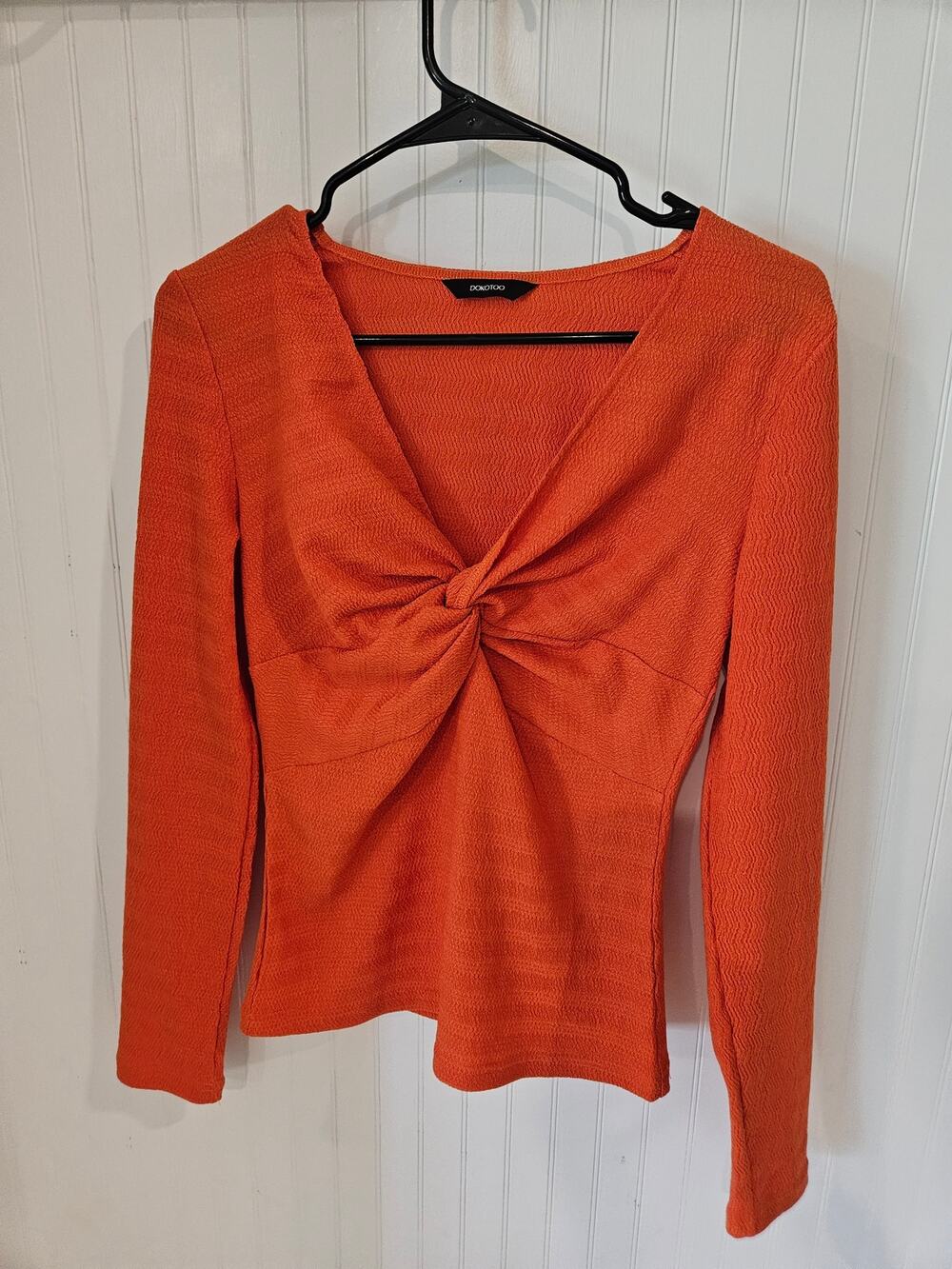 Dokotoo Women’s Orange Long Sleeve Casual Shirt Size Small